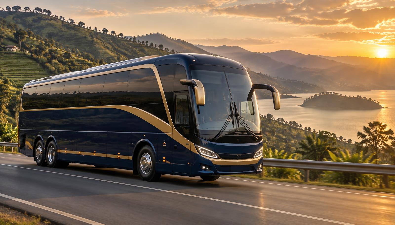 Trinity Express luxury coach on an East African highway